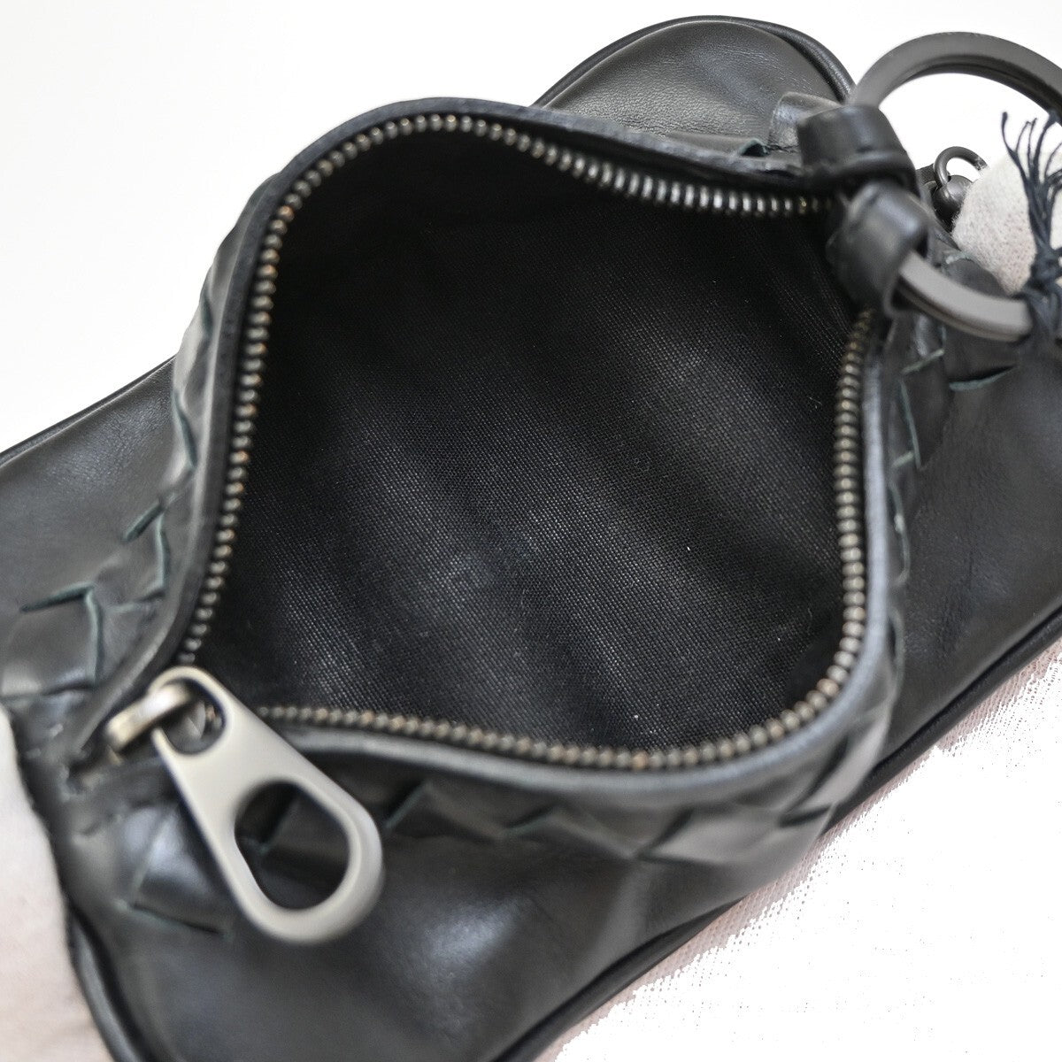 BOTTEGA VENETA Intrecciato Chain Coin Case Wallet Leather Black Italy 65EE897