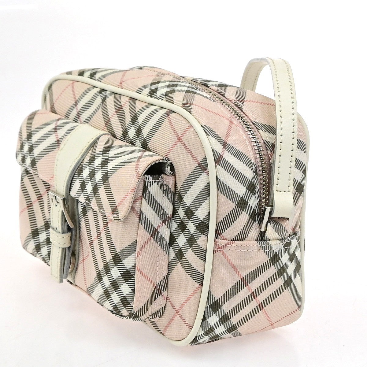 BURBERRY Blue Label Nova Check Shoulder Bag Canvas Leather Pink SHW 69YJ269