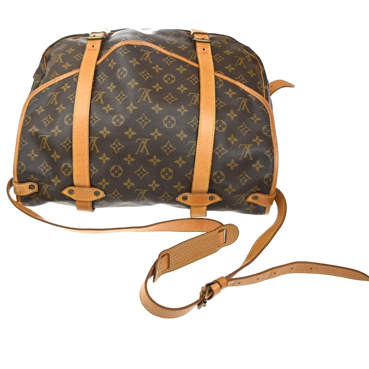 LOUIS VUITTON Logo Saumur 43 Shoulder Bag Monogram Leather Brown M42252 11MA176
