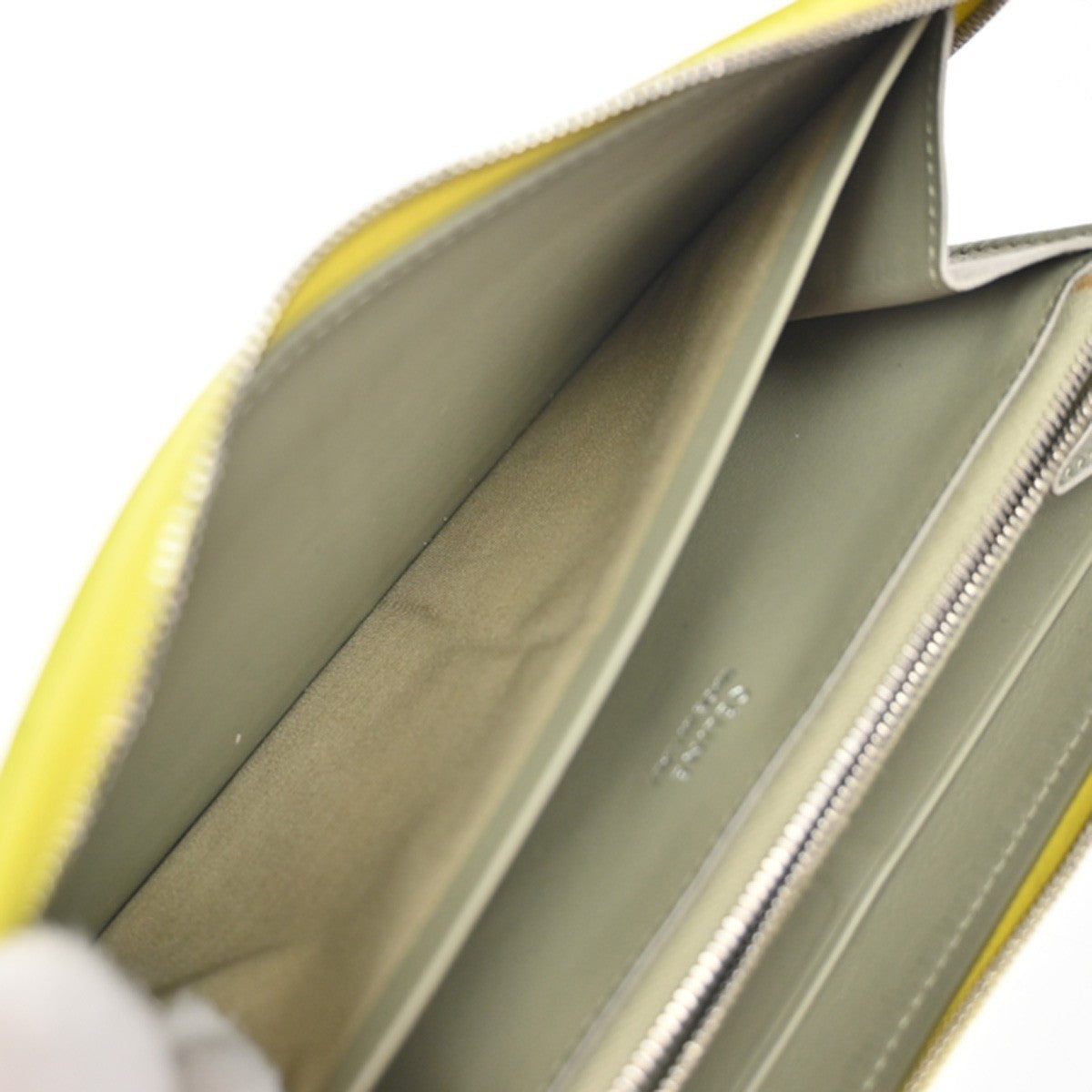 CELINE Logo Zip Around Long Wallet Purse Leather Yellow SHW Italy 66YH956