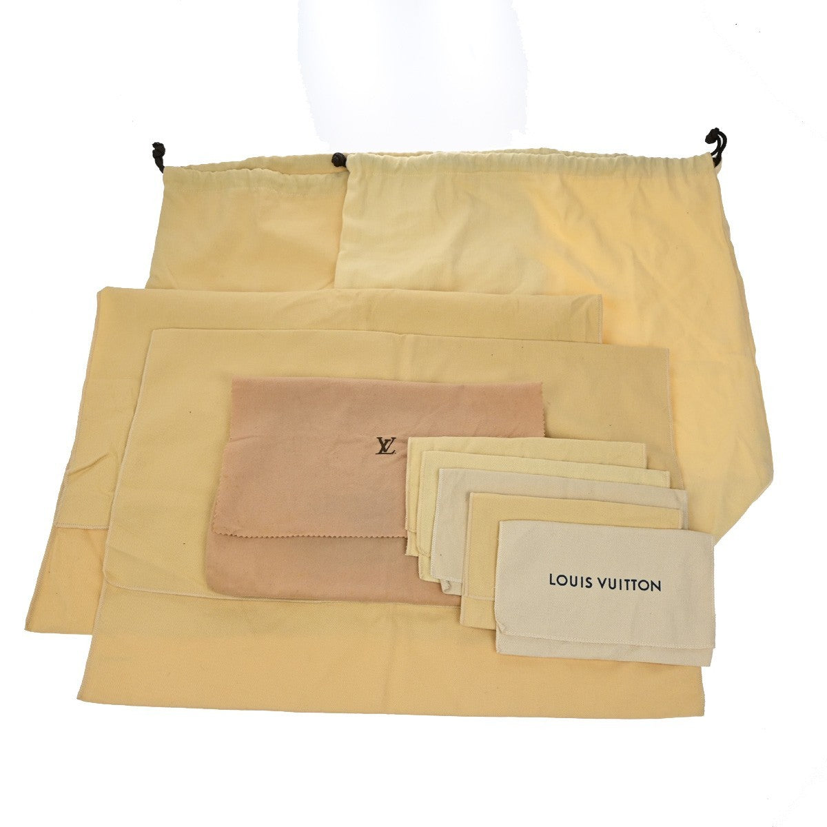 LOUIS VUITTON Logo 10 Set Drawstring Dust Bag Canvas Cotton Beige Brown 09YH751