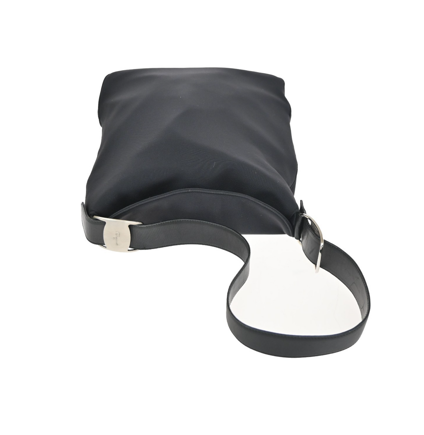 SALVATORE FERRAGAMO Logo Vara Tote Shoulder Bag Nylon Leather Black 67KD068