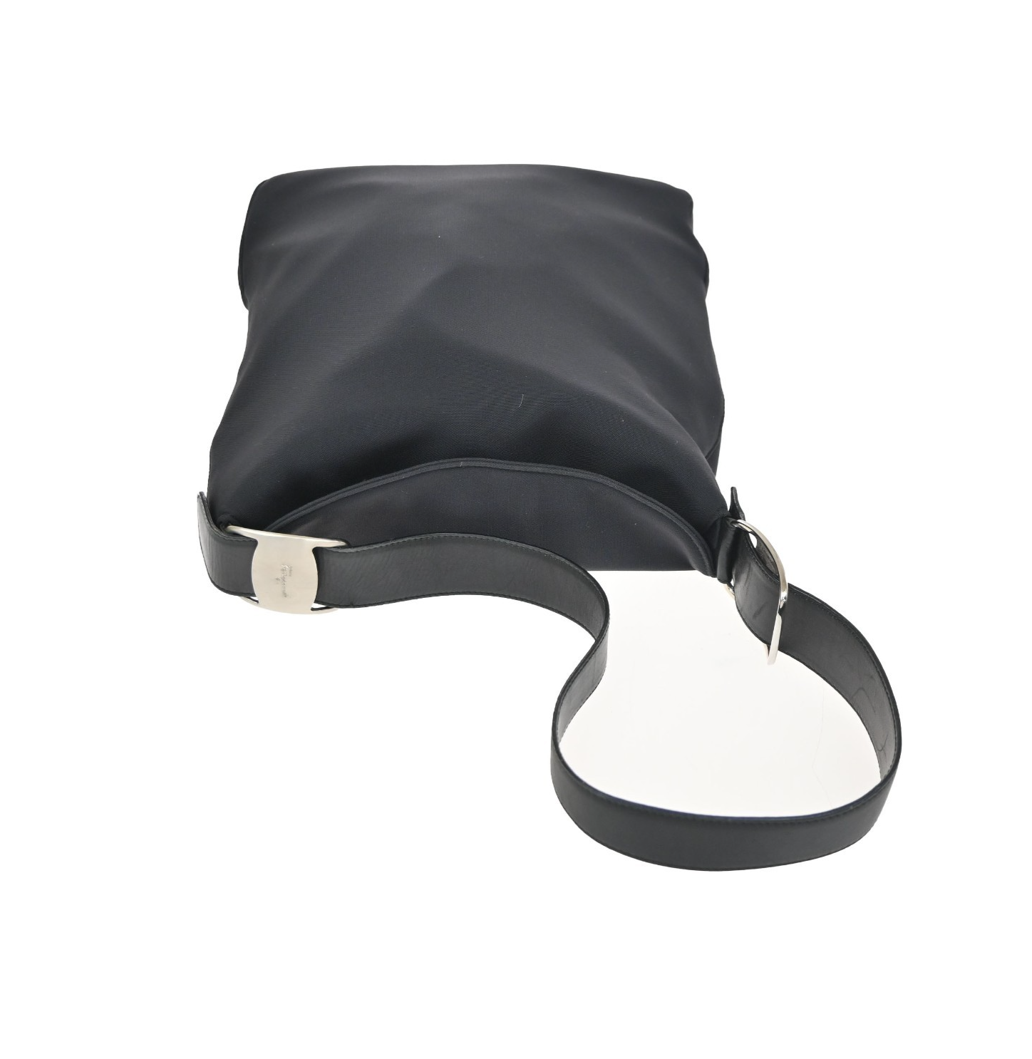 SALVATORE FERRAGAMO Logo Vara Tote Shoulder Bag Nylon Leather Black 67KD068