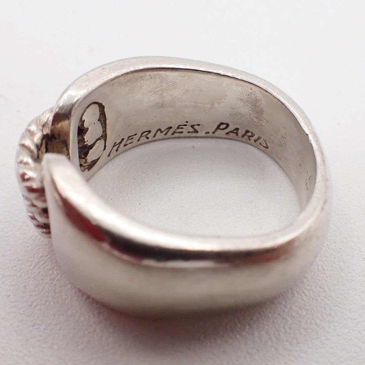 HERMES Logo Suroit Ring Size 53 Silver Accessory 71RF776