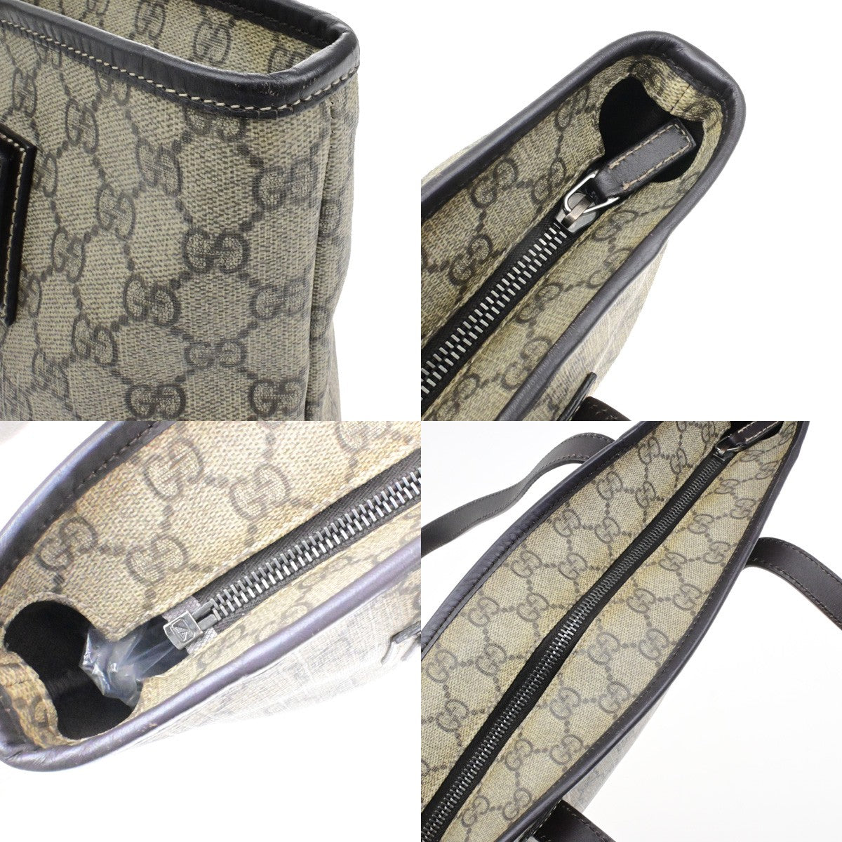 GUCCI Logo GG Pattern Shoulder Bag Supreme Leather Brown Italy 84YH517