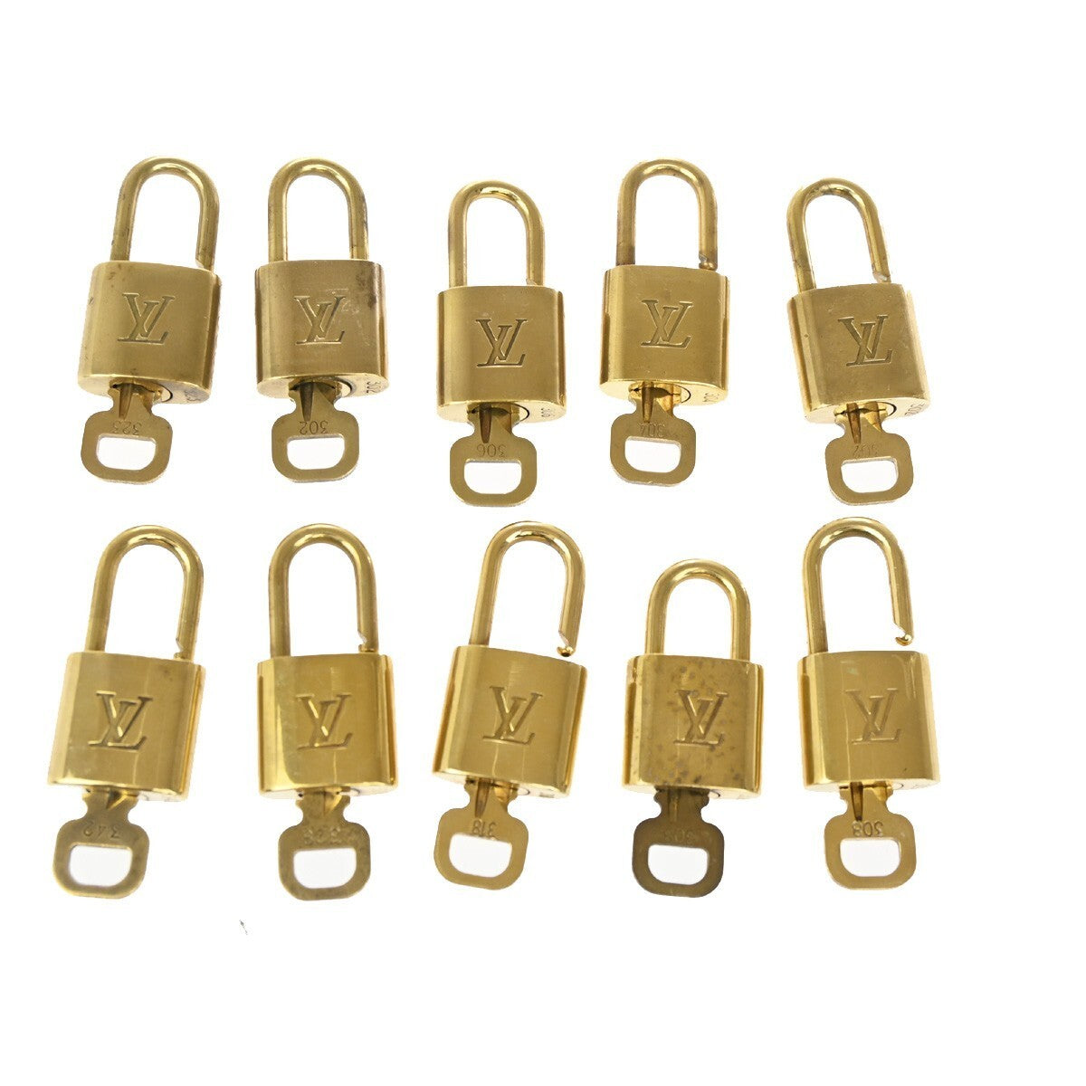 LOUIS VUITTON LV 10 SET PADLOCK KEY BAG CHARM CADENA GOLD PLATED FRANCE 65SJ419