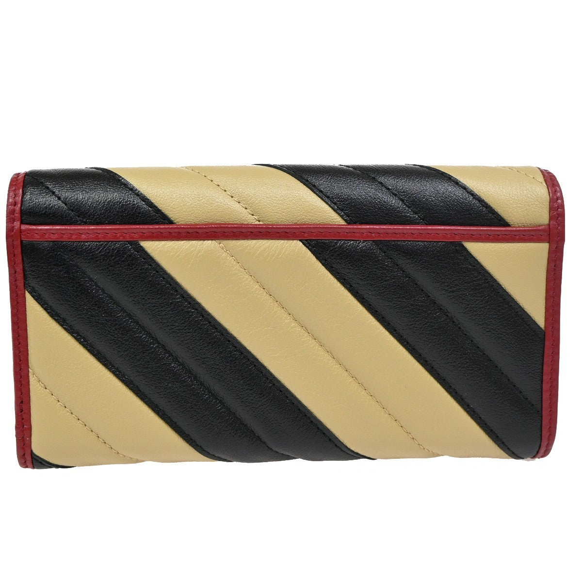 GUCCI GG Logo Marmont Continental Long Wallet Leather Black Beige Red 82RL528