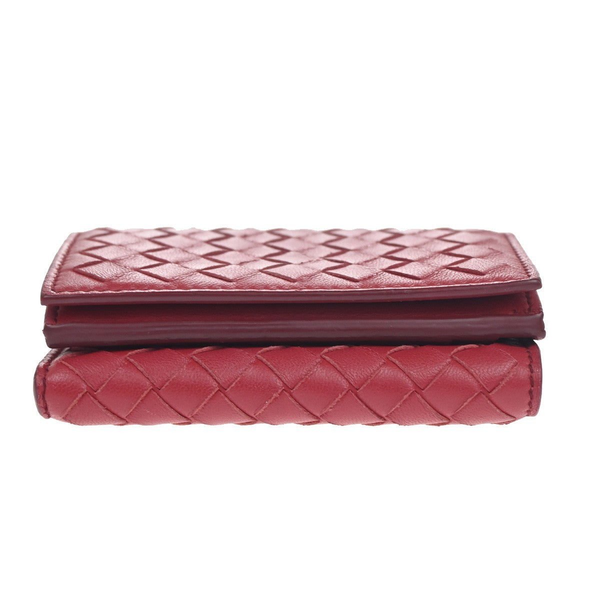 BOTTEGA VENETA Intrecciato Trifold Compact Wallet Leather Red Italy 30KC757