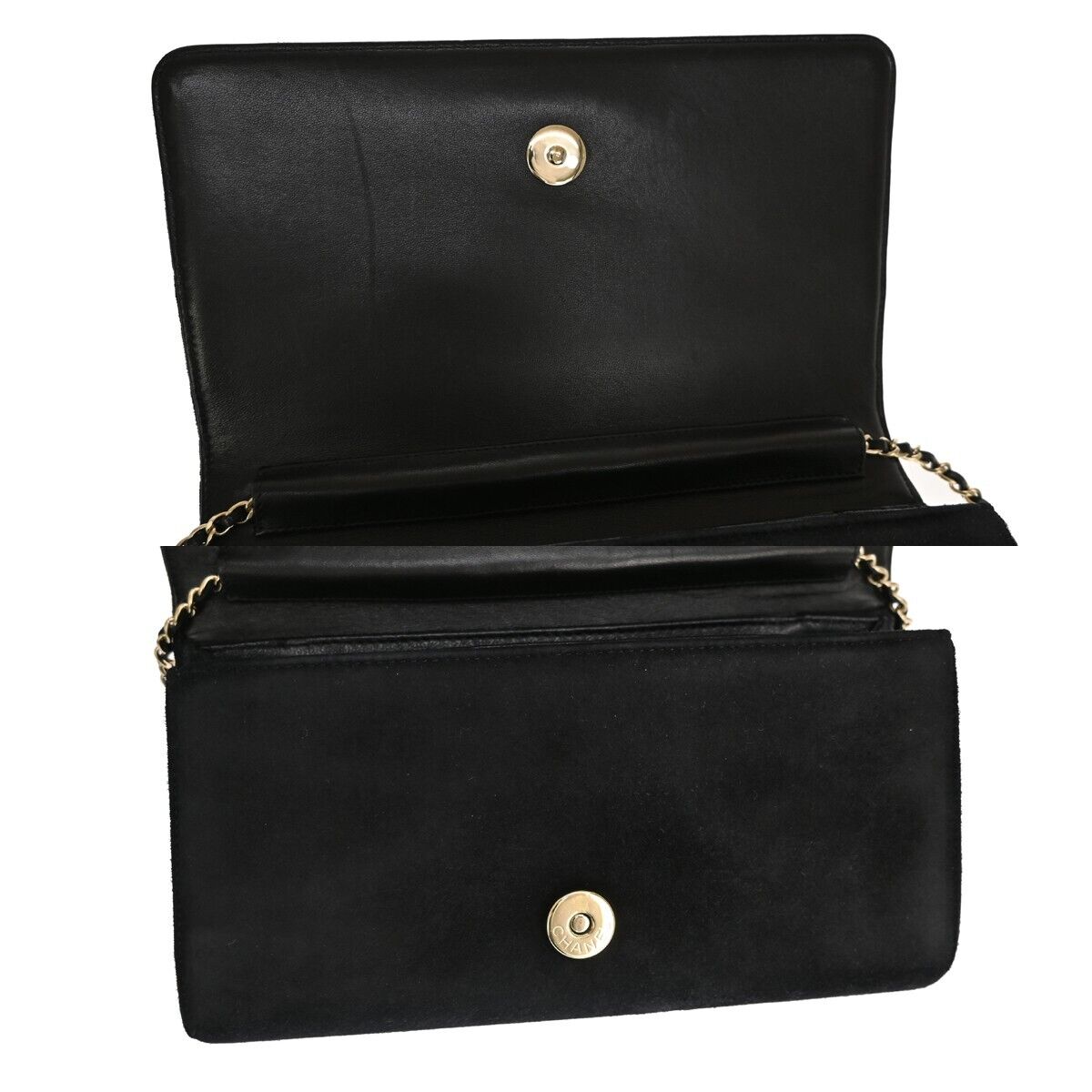 CHANEL CC Logo Matelasse Chain Shoulder Bag Suede BK Rhinestone Pearl 770RJ051