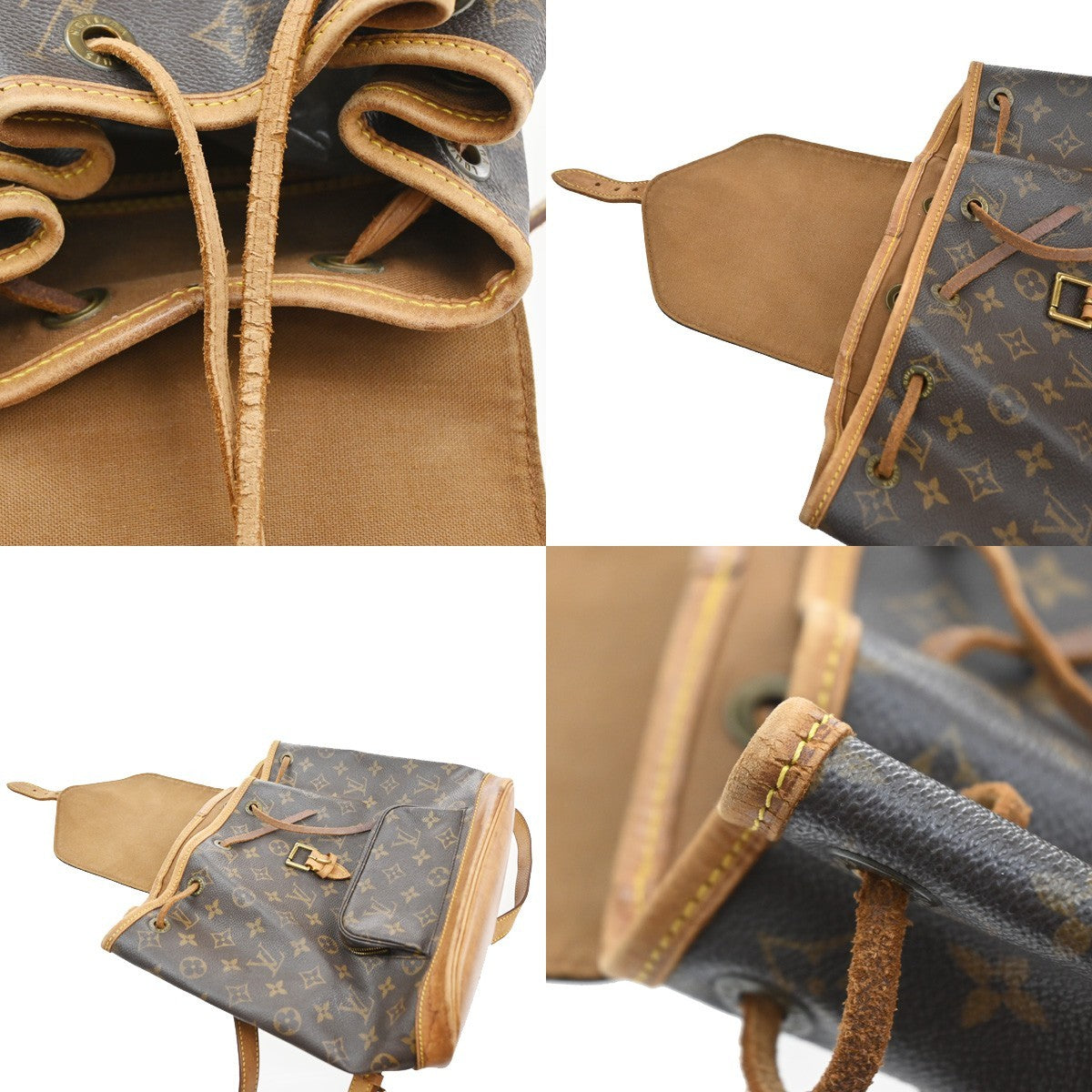 LOUIS VUITTON Montsouris MM Backpack Bag Monogram Leather Brown M51136 18SA126