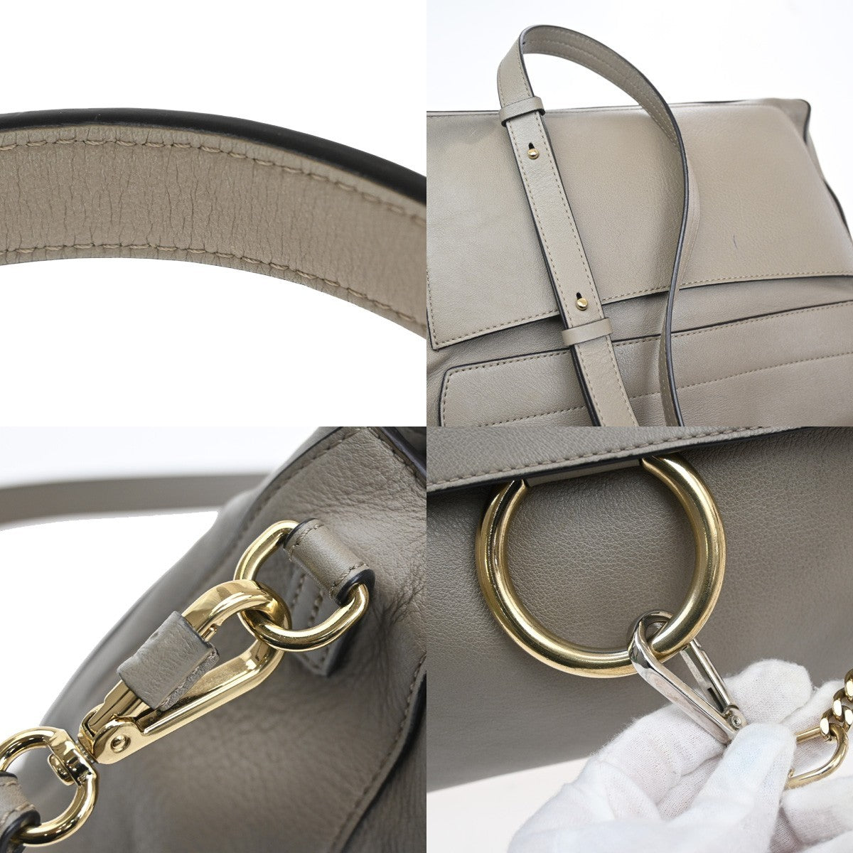 CHLOE Faye Day 2Way Shoulder Hand Bag Leather Beige GHW Italy 80AA119