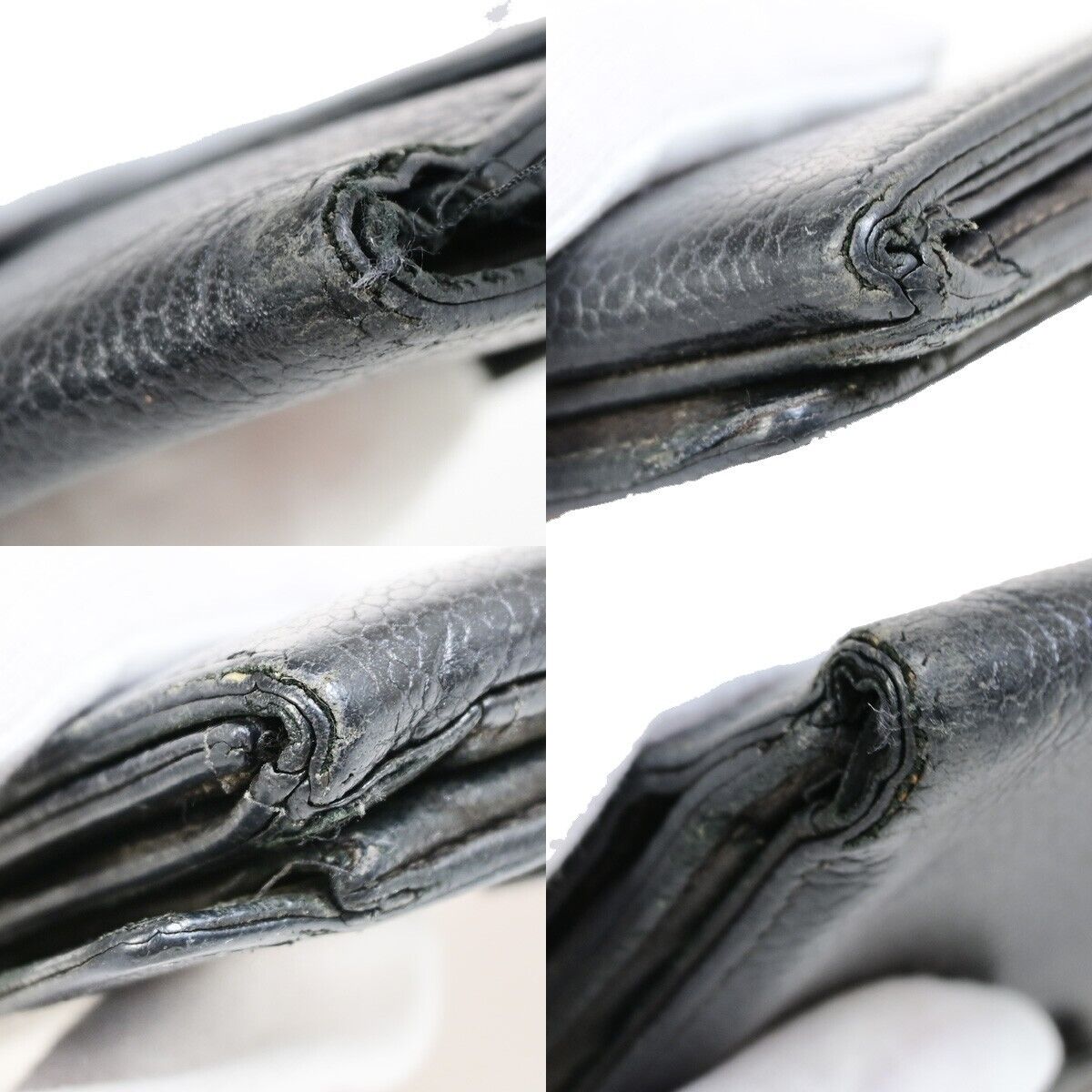 CHANEL CC Logo Bifold Wallet Purse Caviar Skin Leather Black GHW France 01YE954