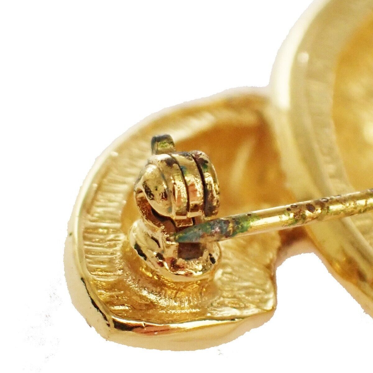 CHANEL CC Logo Matelasse Pin Brooch Gold France Accessory Vintage 90EA456