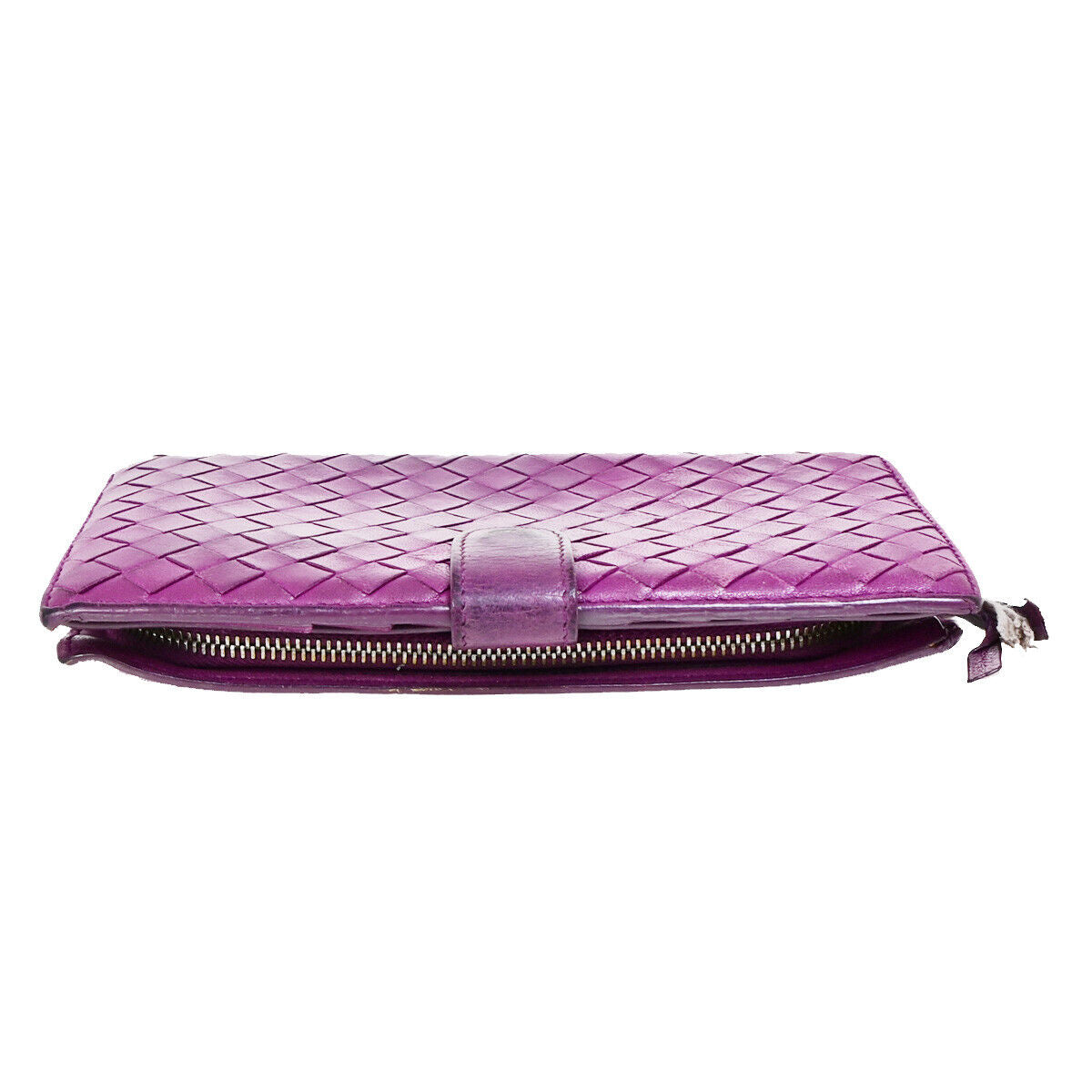BOTTEGA VENETA Logo Intrecciato Bifold Long Wallet Leather Purple Italy 01EB557