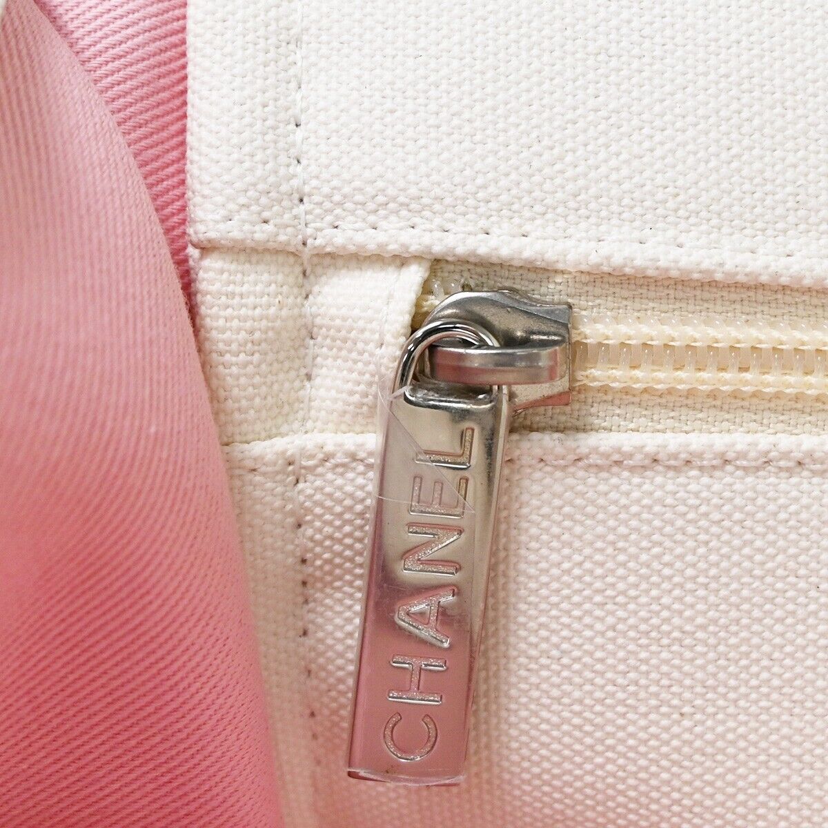 CHANEL CC Logo Shoulder Tote Bag Canvas Leather White Made In Italy 89SH051