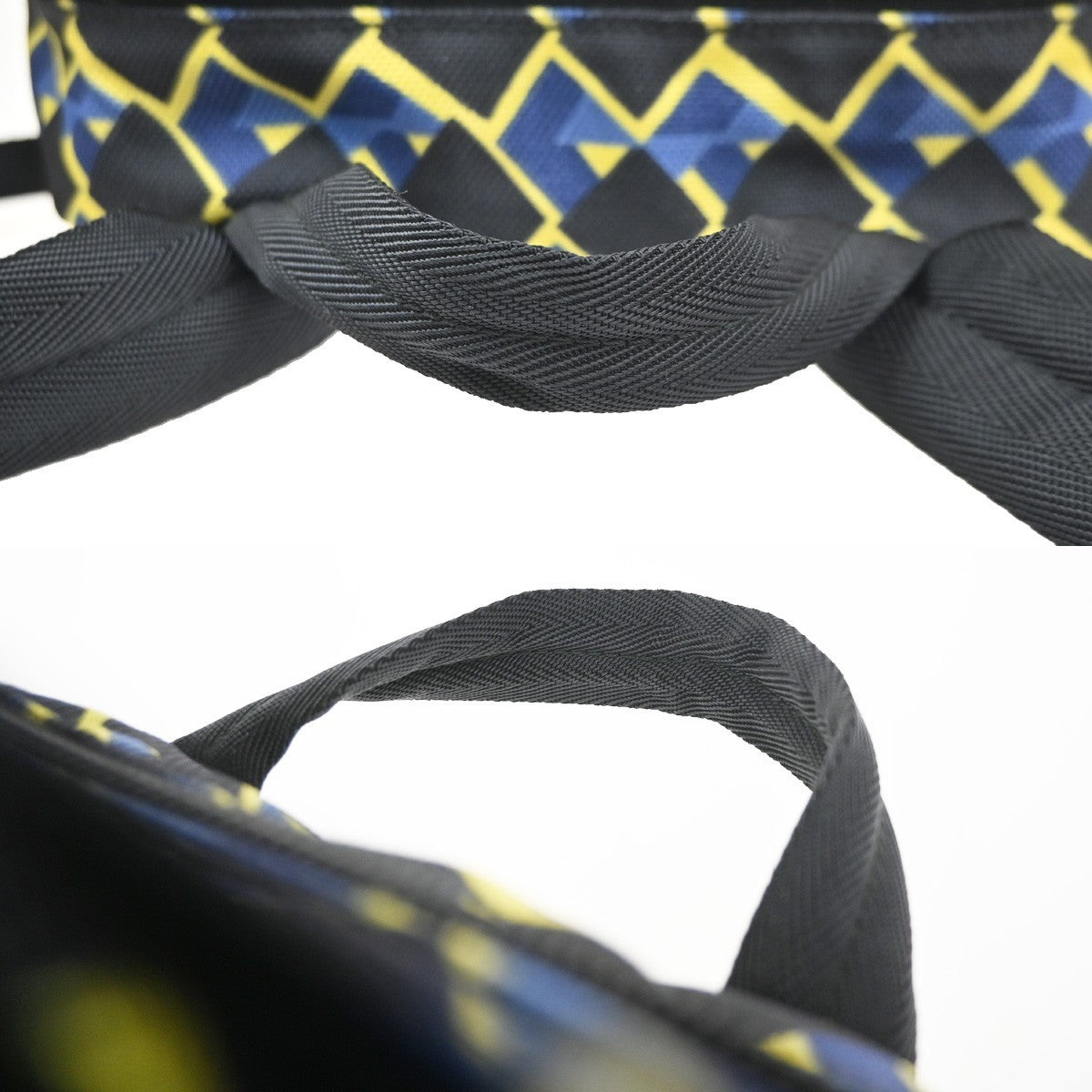 PRADA Logo Back Pack Bag Nylon Leather Yellow Blue Black SHW 79MA561