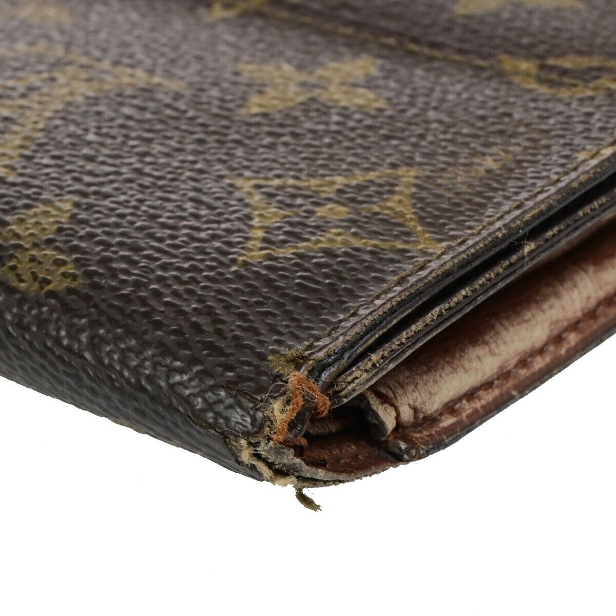 LOUIS VUITTON LV Logo 3 Set Trifold Bifold Wallet Monogram Leather Brown 09KA447