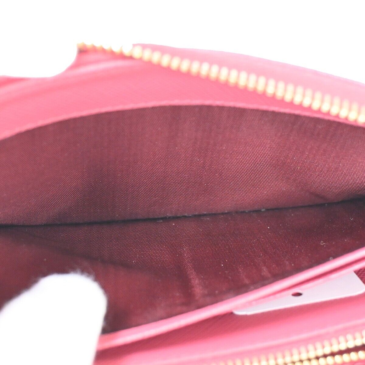 PRADA Logo Long Bifold Wallet Purse Saffiano Leather Pink Gold Italy 67SH367