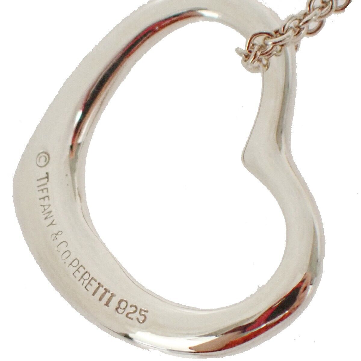 TIFFANY & CO. Open Heart 22mm Necklace Silver 925 Elsa Peretti Accessory 01MZ861