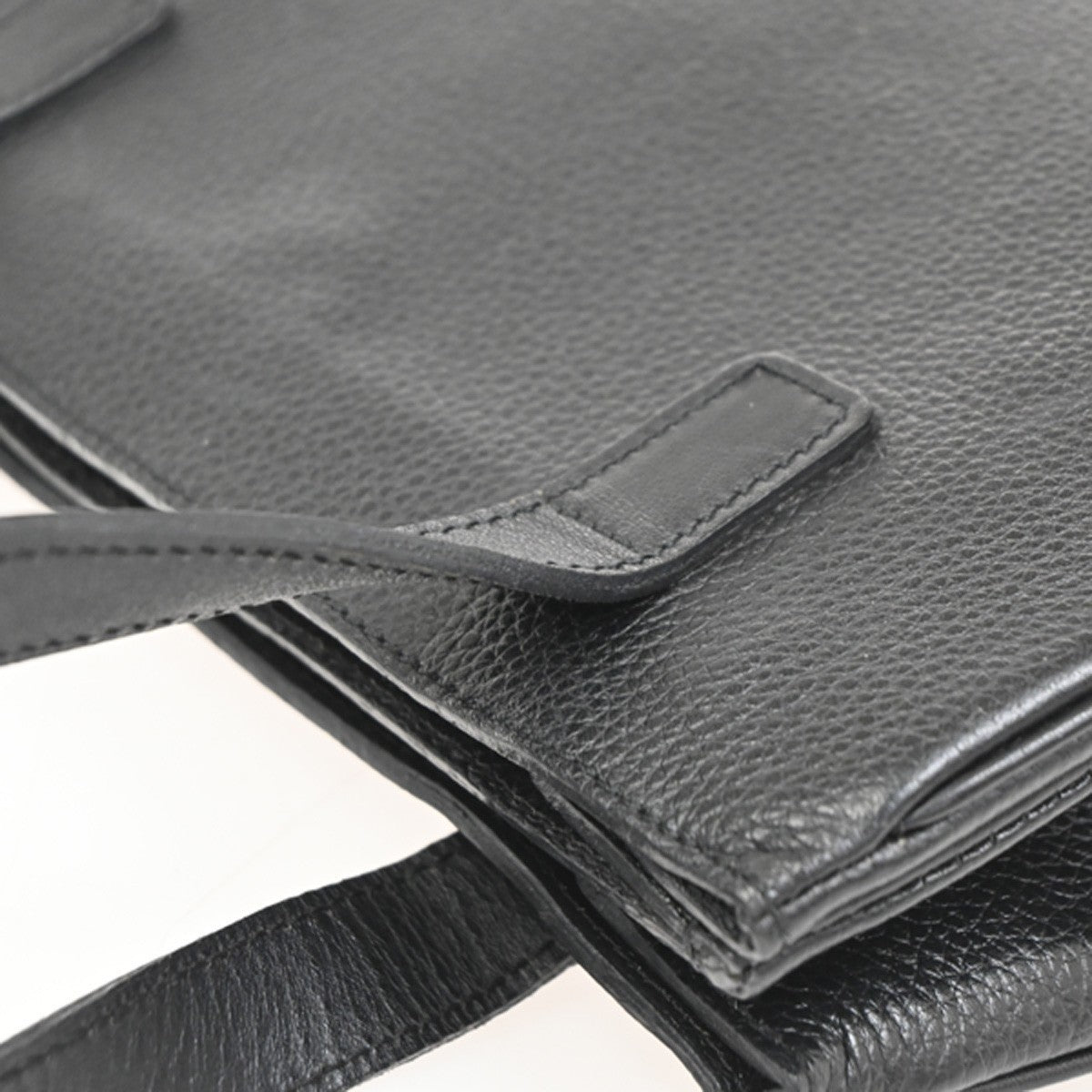 CELINE Logo Toggle Clasp Shoulder Bag Leather Black GHW France 04CA574