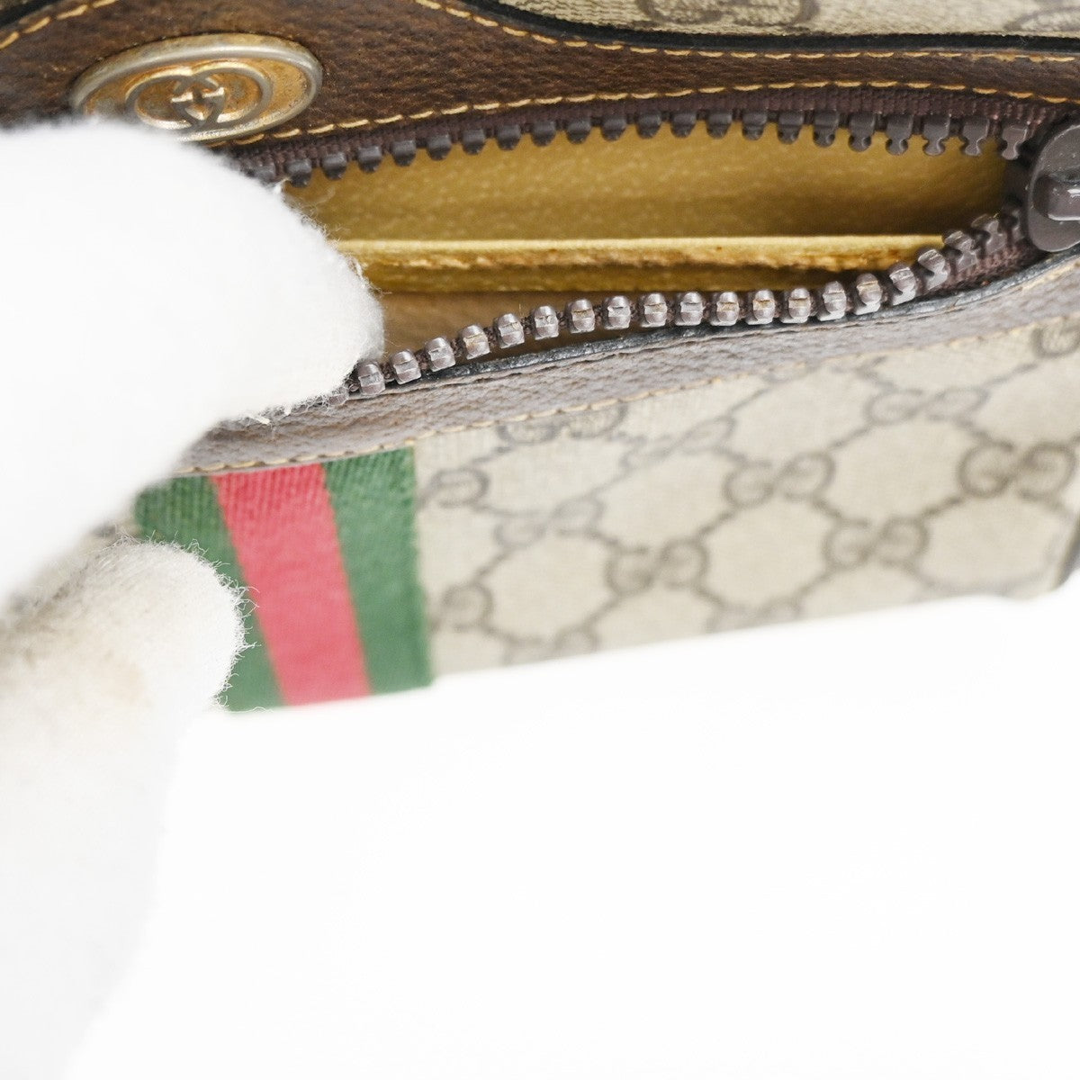 GUCCI GG Pattern 2 Set Shoulder Bags PVC Leather Beige Brown GHW Italy 04CA372