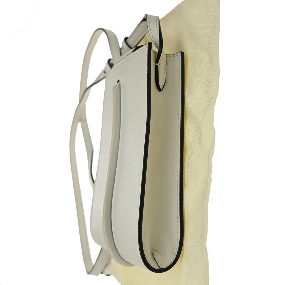 FENDI Logo Mini Shoulder Bag Leather White GHW Made in Italy 77KB364
