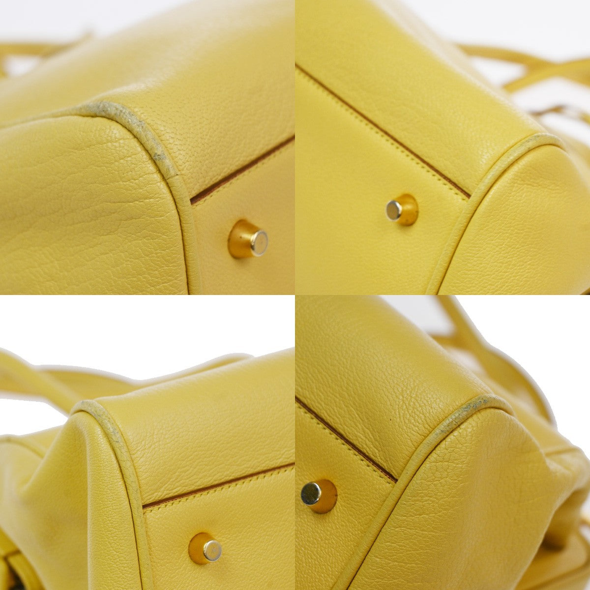 PRADA MILANO Doctor's Hand Bag Leather Yellow GHW Italy 83TA671