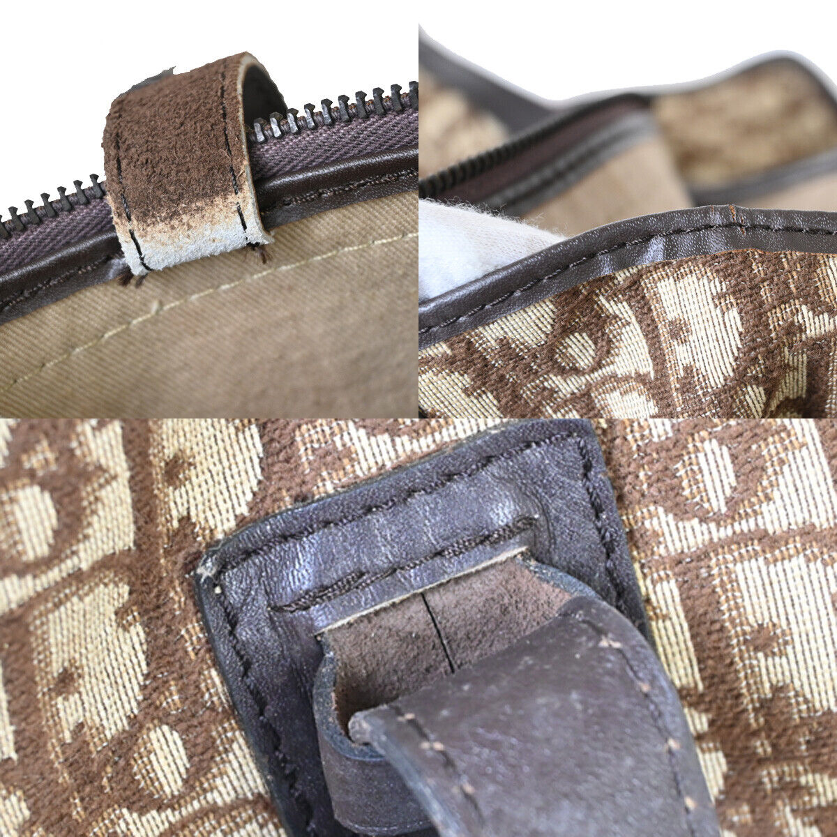 CHRISTIAN DIOR Trotter Pattern Shoulder Bag Canvas Leather Brown France 70YE331