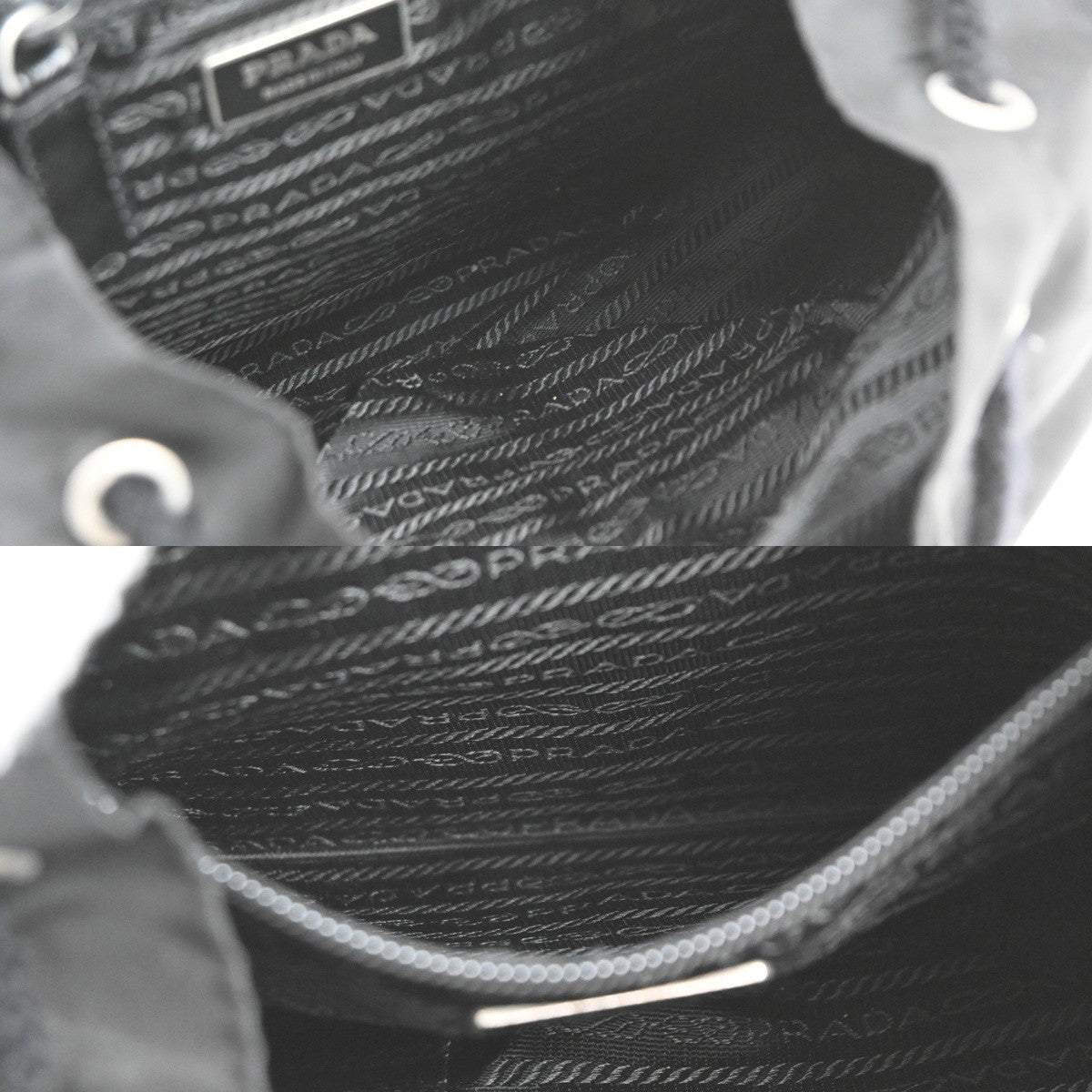 PRADA MILANO Logo Tessuto Drawstring Backpack Nylon Leather BK SHW Italy 62CA502