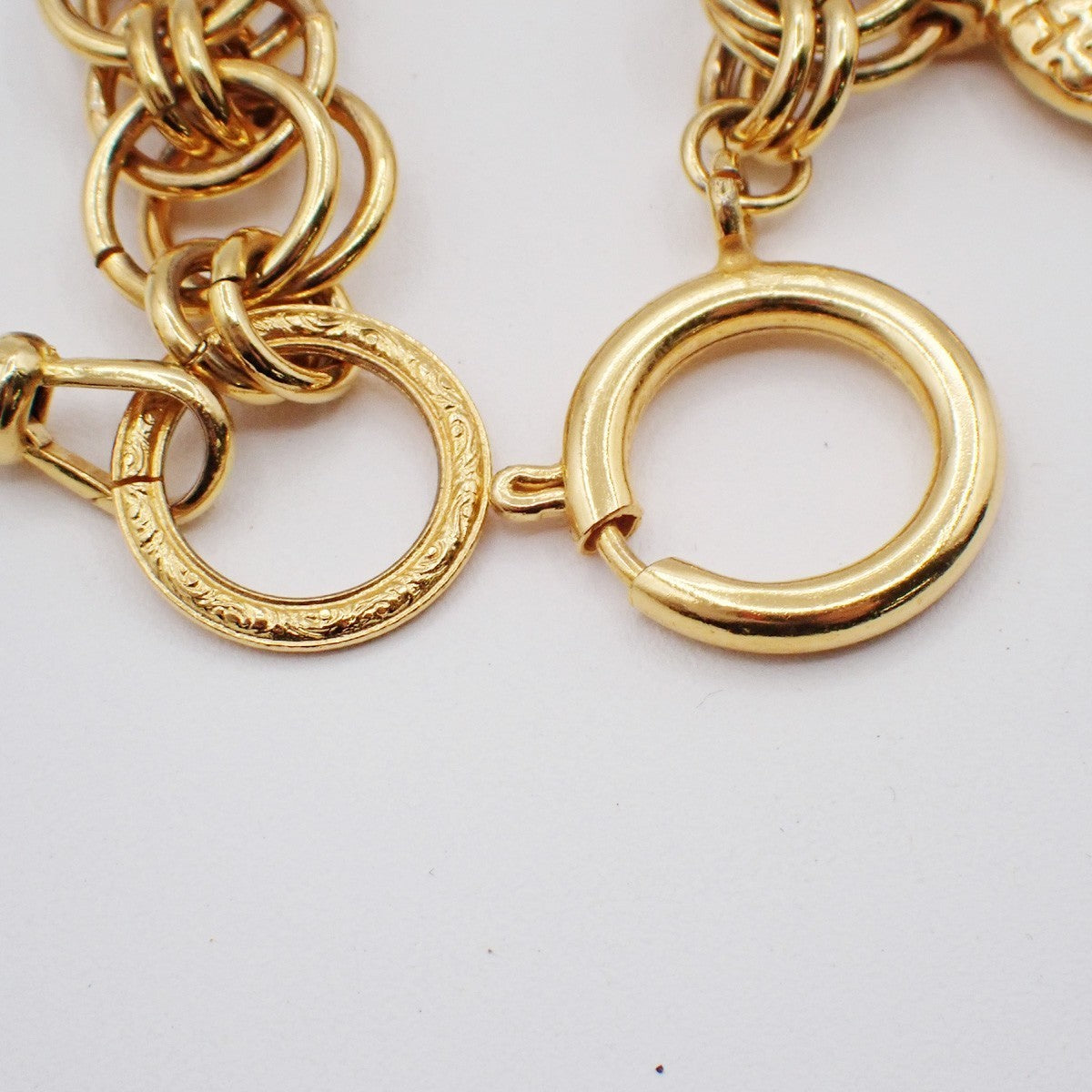 CHANEL Logo Mademoiselle Chain Bracelet Bangle Charm GHW France 50RL802
