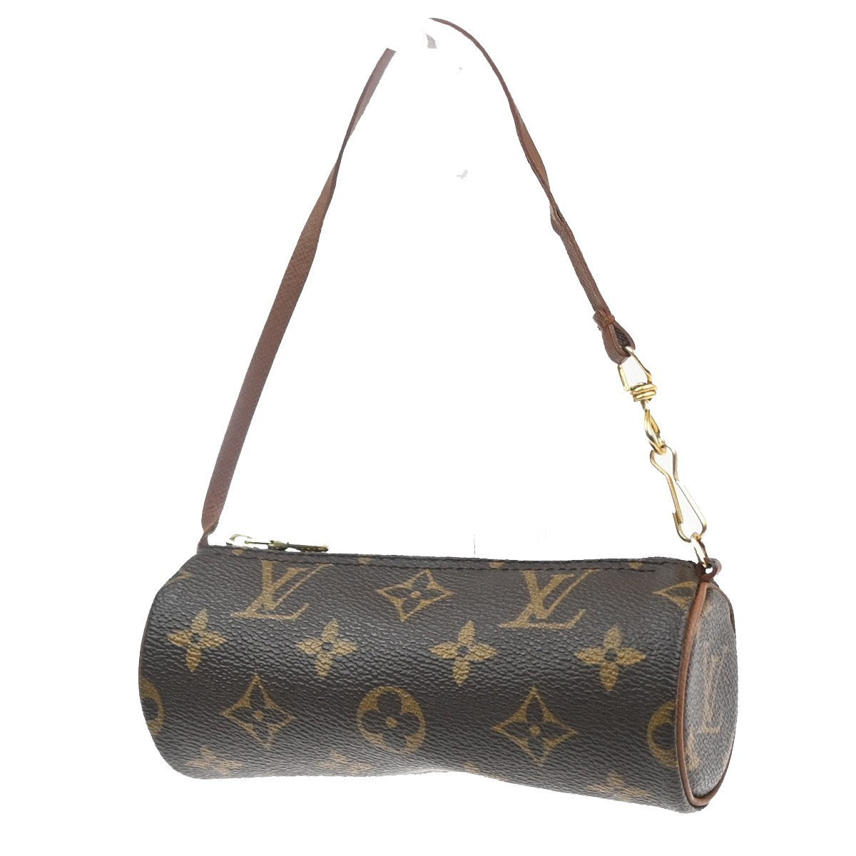 LOUIS VUITTON LV Papillon Pouch Bag Monogram Leather Brown France 38MA591