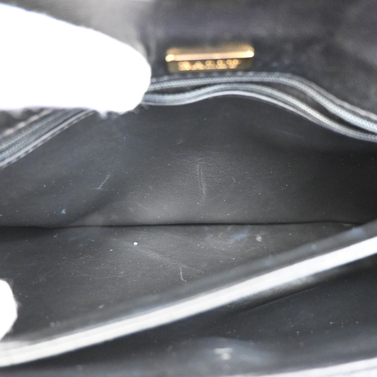 BALLY Logo Quilted Hand Bag Leather Black GHW Italy 02YH286