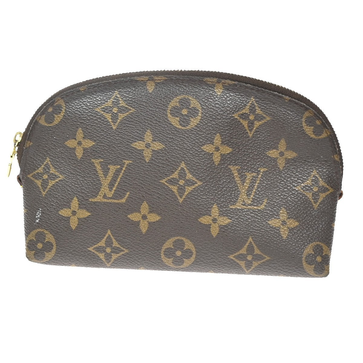 LOUIS VUITTON Logo Pochette Cosmetic Pouch Monogram Leather Brown M47515 05YH998