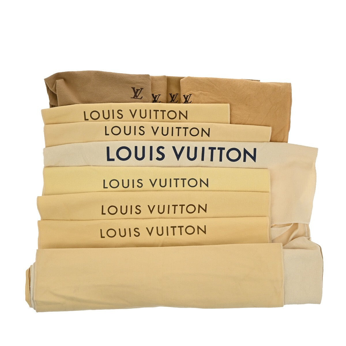 LOUIS VUITTON Logo 10 Set Dust Bag Drawstring Canvas Cotton Beige Brown 09EE161