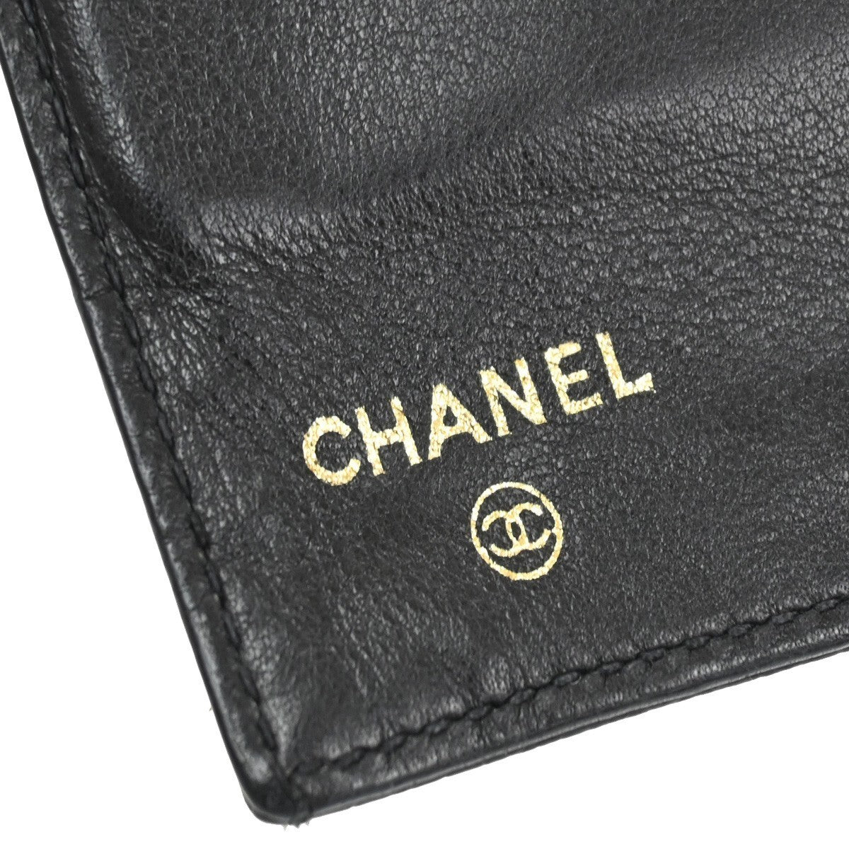 CHANEL CC LOGO Long Bifold Wallet Grained Calfskin Leather Black France 77RL156
