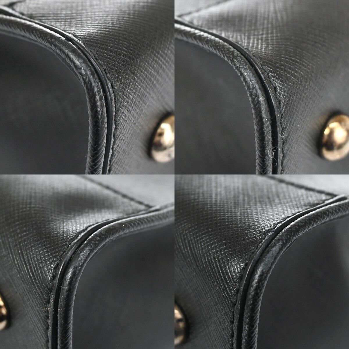 SALVATORE FERRAGAMO Gancini Hand Bag Leather Black Silver Made in Italy 61HB058