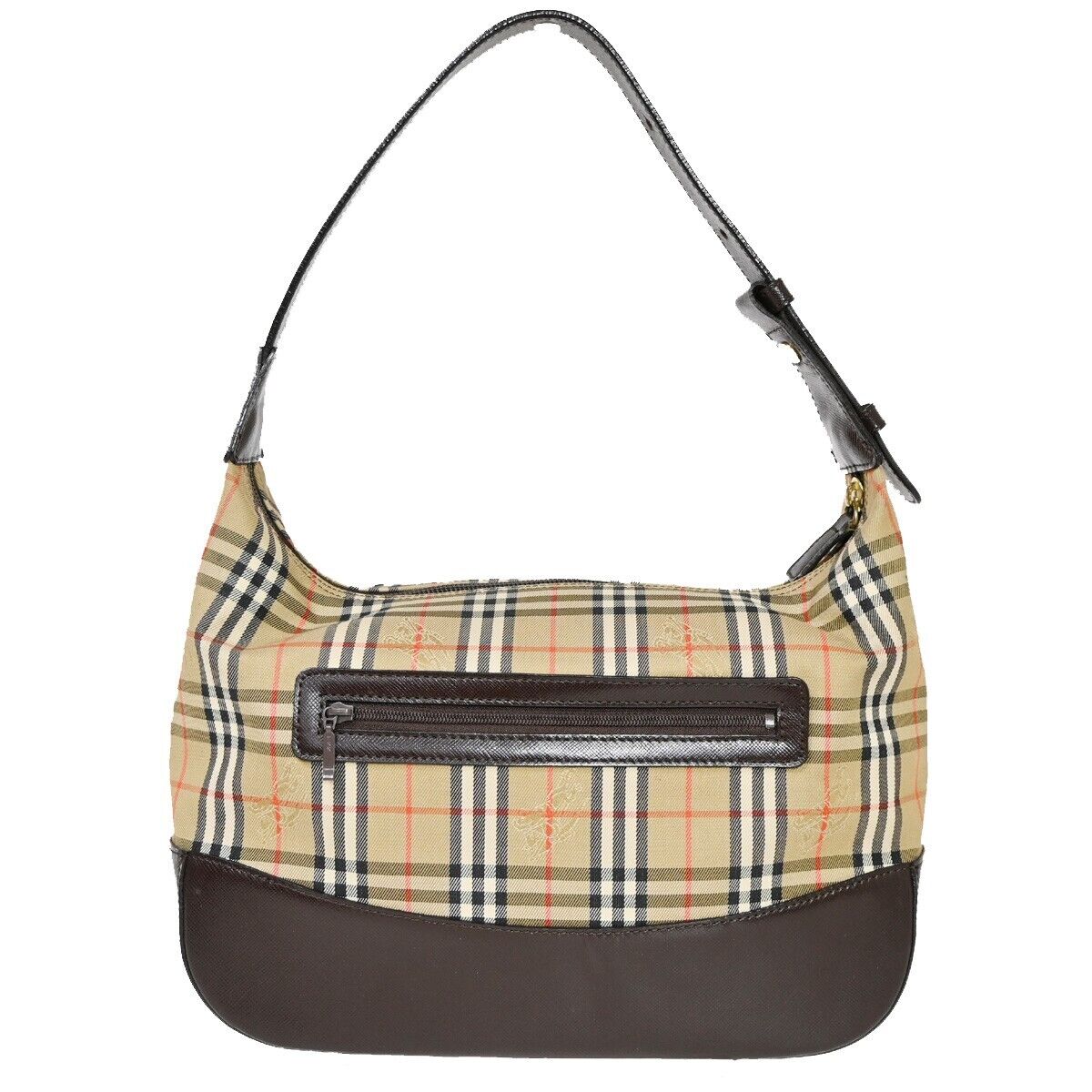 BURBERRYS Nova Check Shoulder Bag Canvas Leather Beige Brown Gold-plated 69HB713