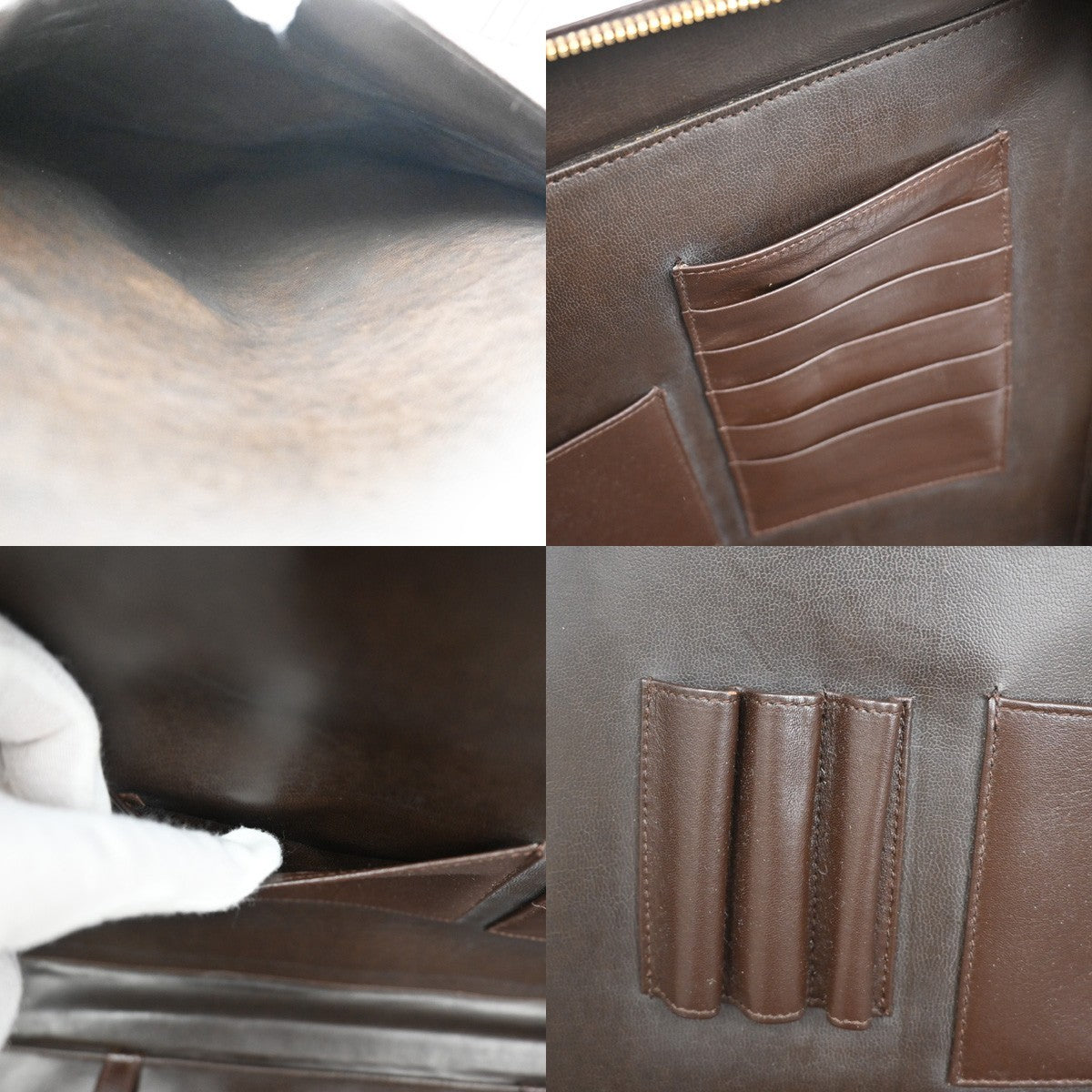 CHANEL Logo Bicolore Business Briefcase Hand Bag Leather Brown GHW VTG 45RL314