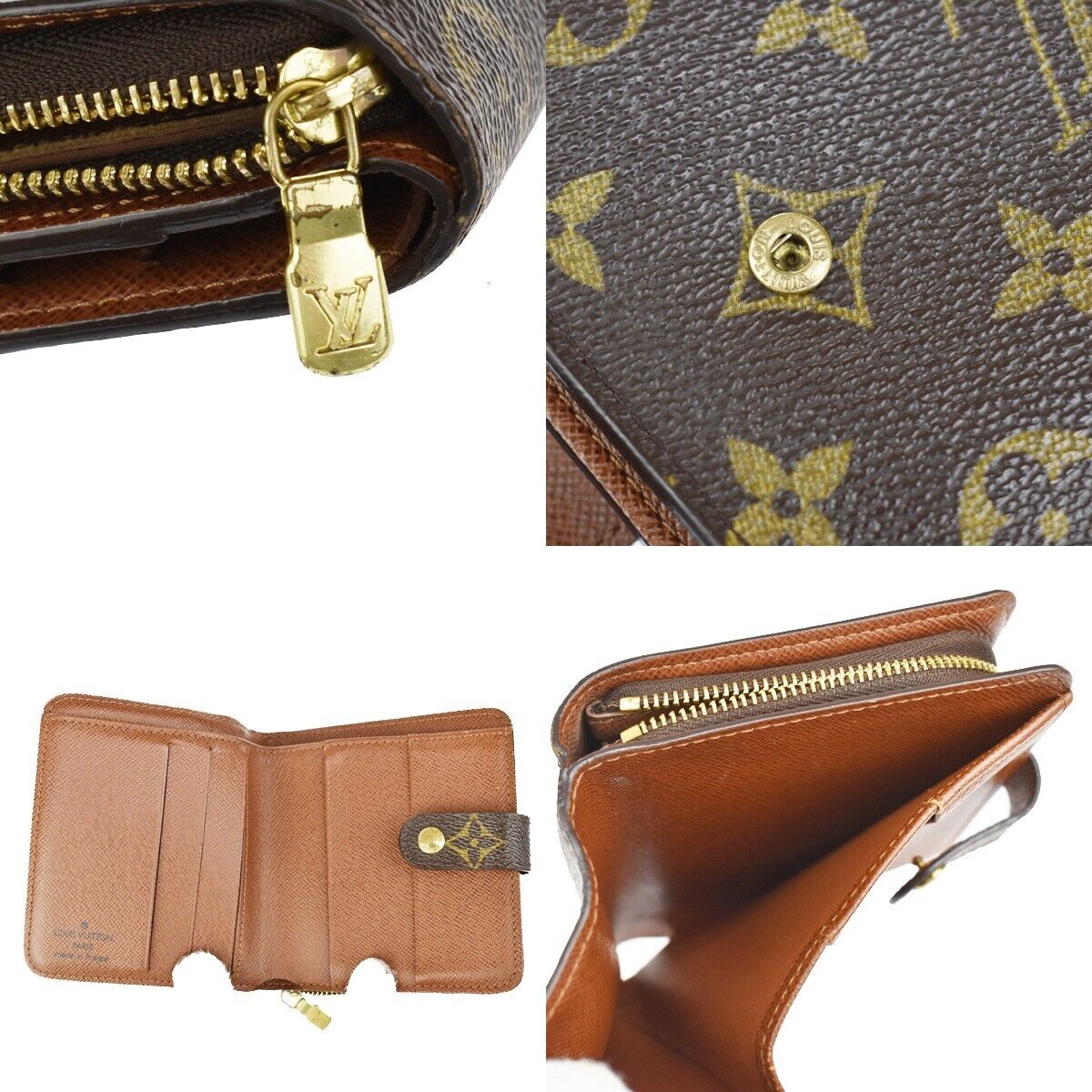 LOUIS VUITTON Compact Zip Bifold Wallet Purse Monogram Leather BN M61667 02JH200