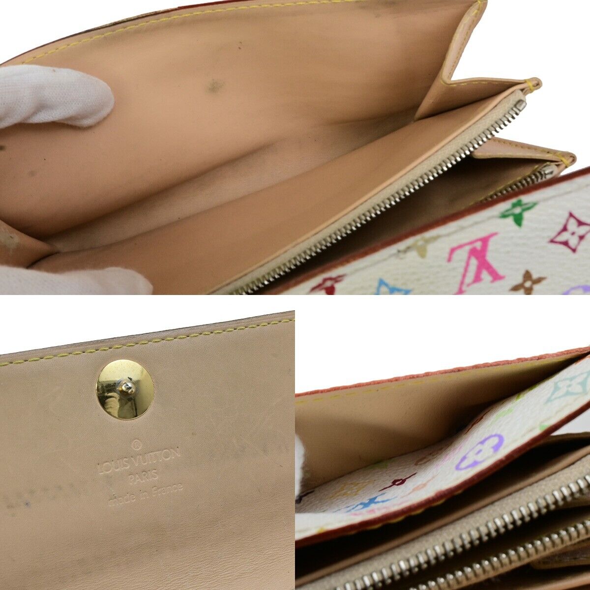 LOUIS VUITTON Long Bifold Wallet Portefeuille Sara multi White M93532 61KA458