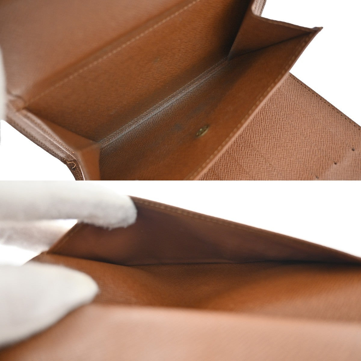 LOUIS VUITTON 3 Set Bifold Trifold Wallet Purse Monogram Leather Brown 04KB648