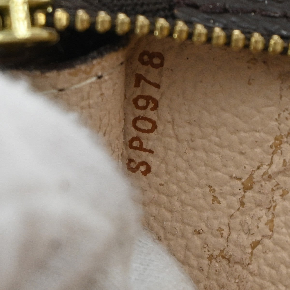LOUIS VUITTON LV Logo Bucket GM Pouch Bag Monogram Leather Brown Gold 05MA329