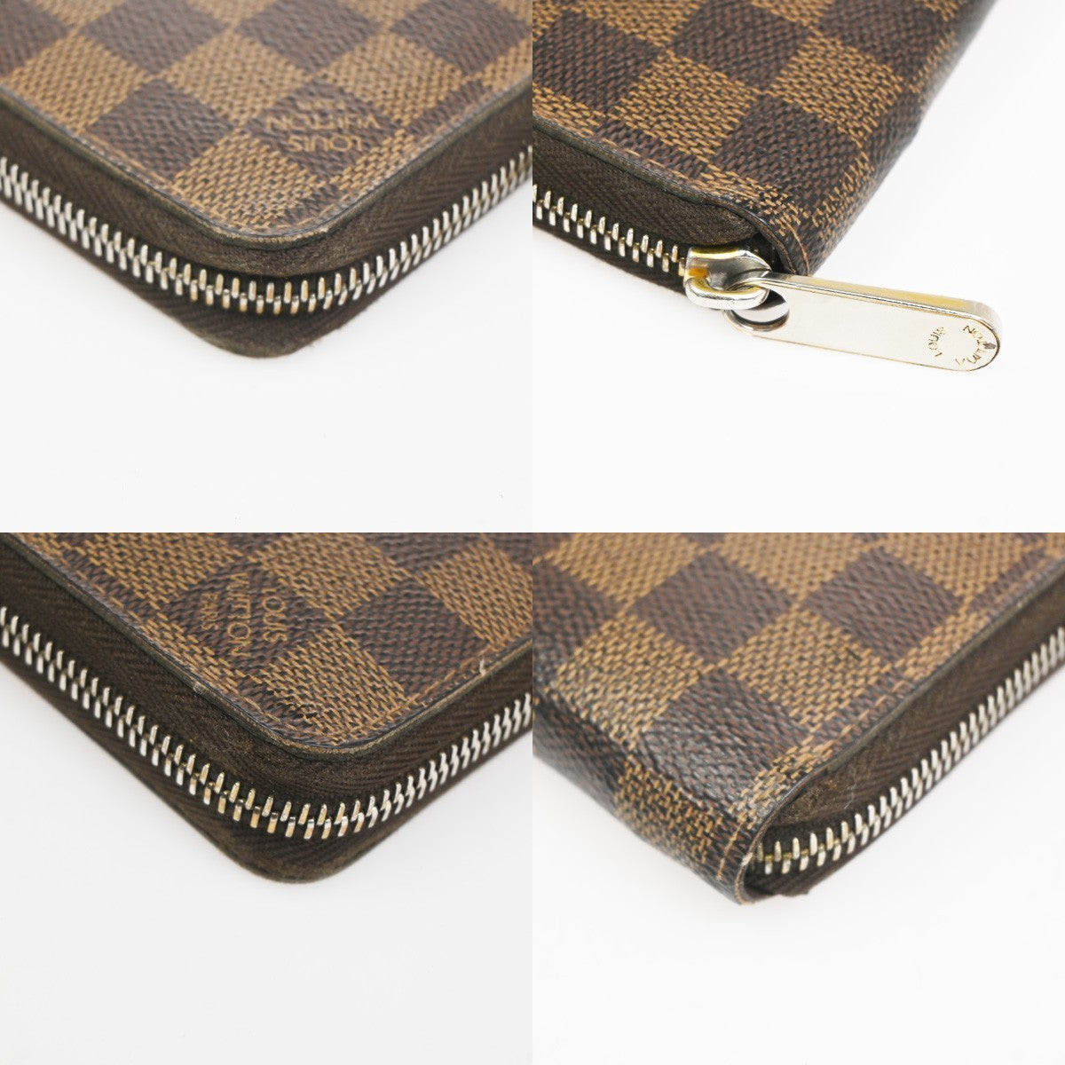 LOUIS VUITTON LV Logo 2 Set Zipper Wallet Monogram Damier Leather Brown 64KC511