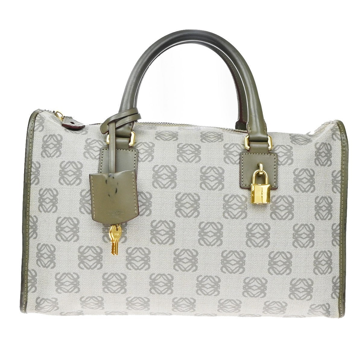 LOEWE Logo AMAZONA Anagram Pattern Hand Bag PVC Leather Gray GHW Spain 35YH954
