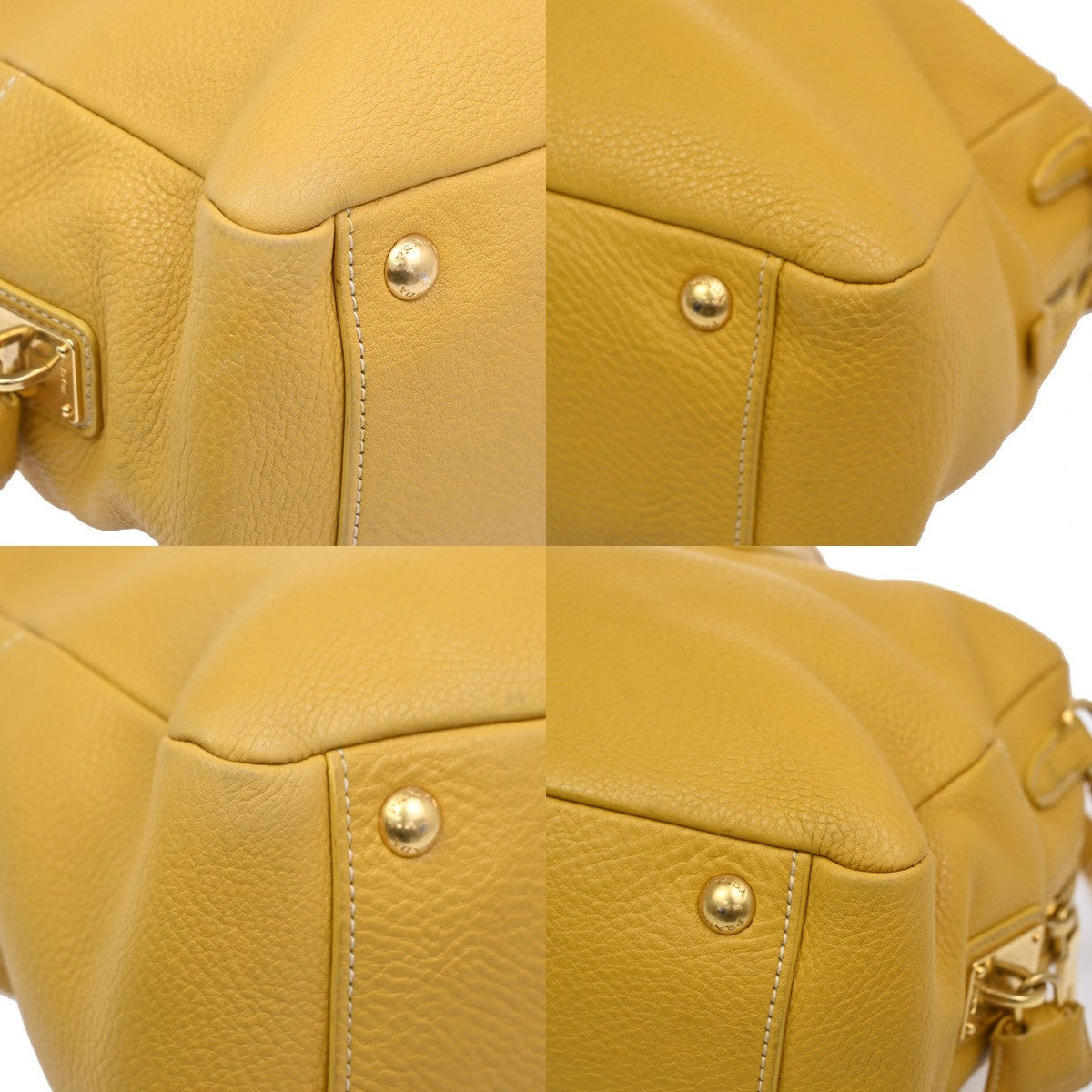 PRADA 2Way Shoulder Hand Tote Bag Vitello Daino Leather Yellow GHW 14DA189