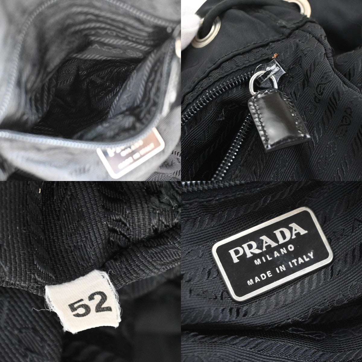 PRADA MILANO Logo Tessuto Strawing Backpack Nylon Leather BK SHW Italy 05CB002