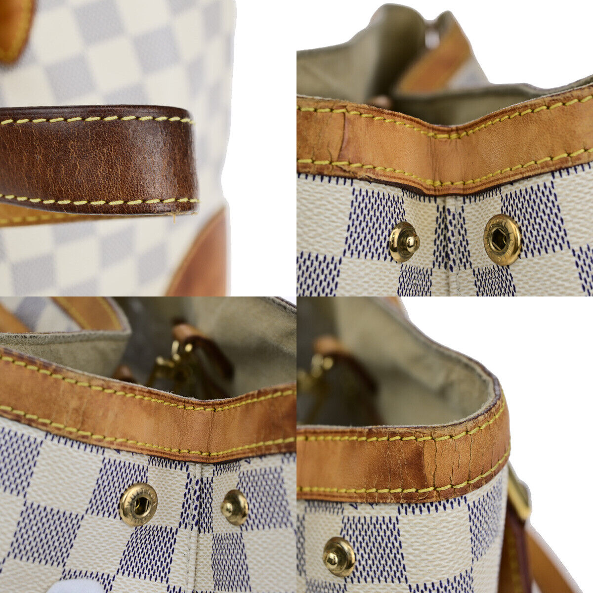 LOUIS VUITTON Hampstead PM Shoulder Bag Damier Azur Leather White N51207 87YF011