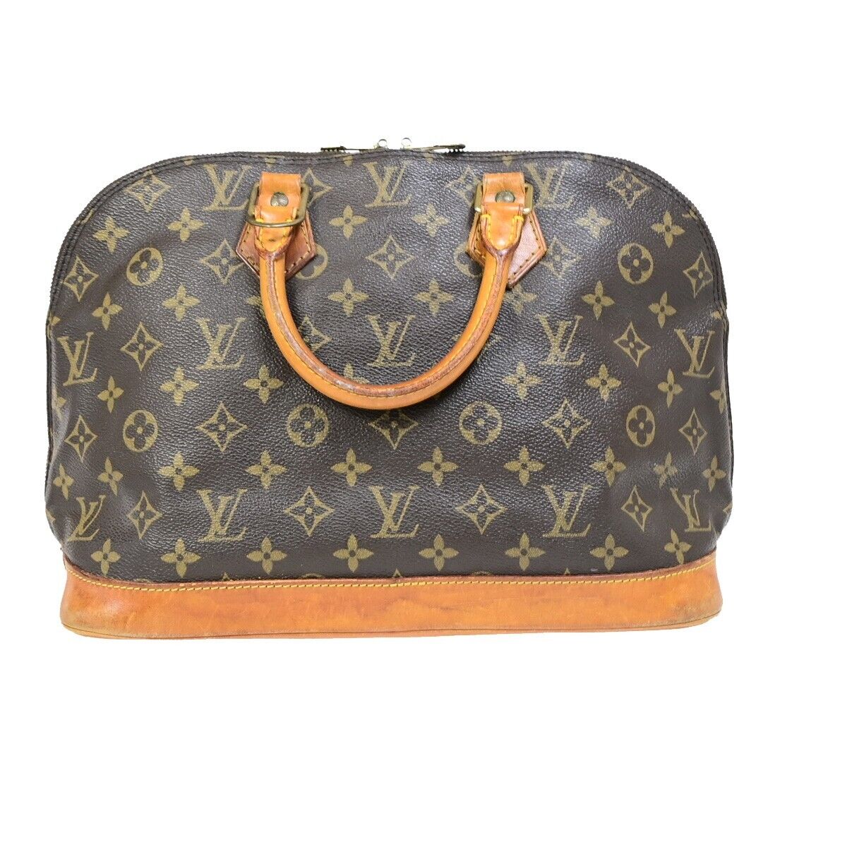 LOUIS VUITTON LV Logo Alma Hand Bag Monogram Leather Brown U.S.A. M51130 39EB645