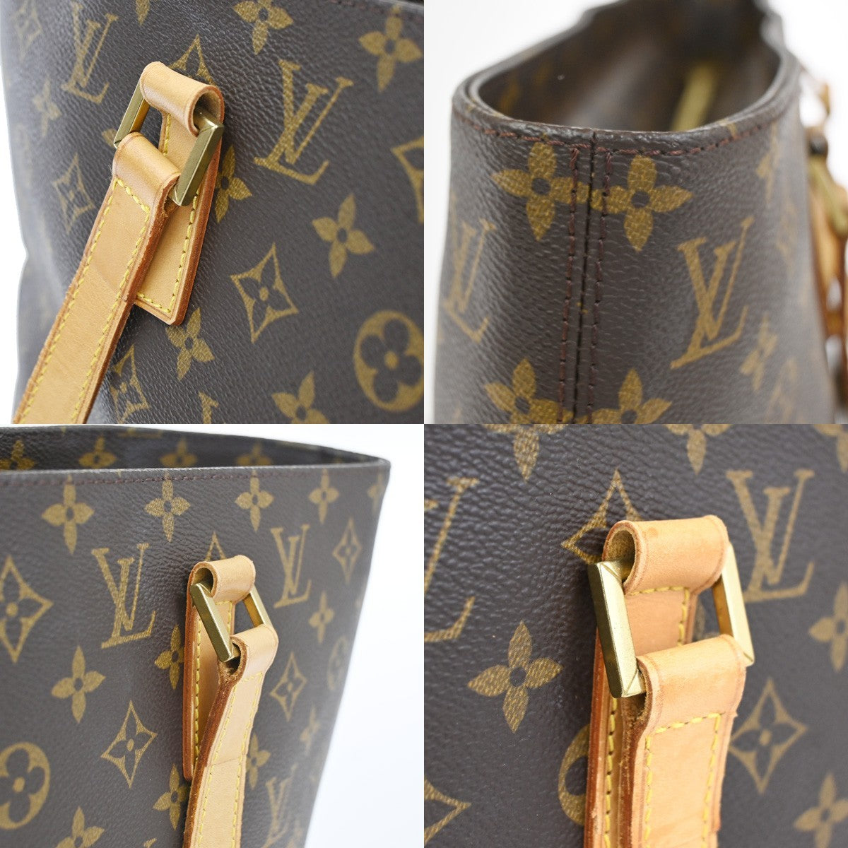 LOUIS VUITTON Logo Luco Shoulder Tote Bag Monogram Leather Brown M51155 77CA904