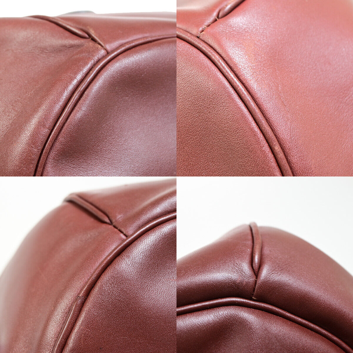 MUST DE CARTIER 2C Logo Drawstring Shoulder Bag Leather Bordeaux GHW 64YE754